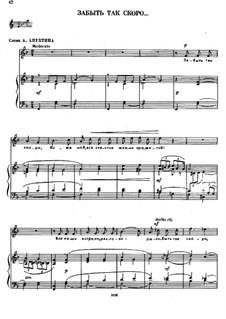 To Forget So Soon, TH 94: Para vocais e piano by Pyotr Tchaikovsky