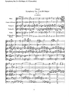 Symphony No.2 in B Flat Major, K.17: partitura completa by Wolfgang Amadeus Mozart