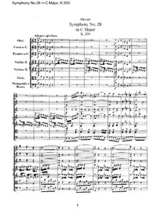 Symphony No.28 in C Major, K.200: partitura completa by Wolfgang Amadeus Mozart
