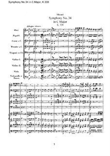 Symphony No.34 in C Major, K.338: partitura completa by Wolfgang Amadeus Mozart