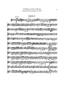 Sinfonia Concertante for Orchestra in E Flat Major, K.297b: violino parte II by Wolfgang Amadeus Mozart