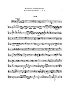 Sinfonia Concertante for Orchestra in E Flat Major, K.297b: parte viola by Wolfgang Amadeus Mozart