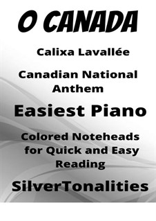 Ô Canada: For easy piano with colored notation by Calixa Lavallée