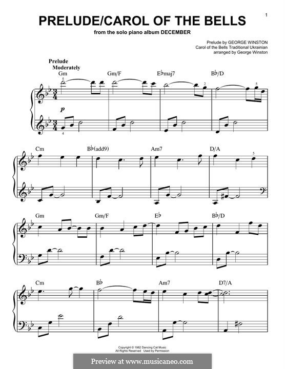 Prelude / Carol of the Bells: Para Piano by George Winston