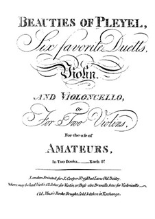 Six Duos for Violin and Cello (or Two Violins): parte violoncelo by Ignaz Pleyel