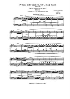 Prelude and Fugue No.3 in C Sharp Major, BWV 848: Para Piano by Johann Sebastian Bach
