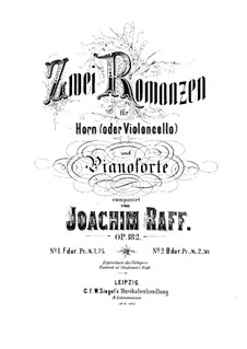 Two Romances for French Horn (or Cello) and Piano, Op.182: Romance No.1 – score by Joseph Joachim Raff