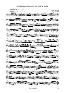 Acht Fantasien für eine bis acht Viole da gamba, Op.17: Acht Fantasien für eine bis acht Viole da gamba by Klaus Miehling