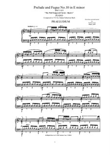 Prelude and Fugue No.10 in E Minor, BWV 855: Para Piano by Johann Sebastian Bach