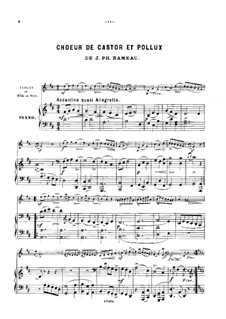 Choir: para violino (ou flauta, ou violoncelo) e piano by Jean-Philippe Rameau