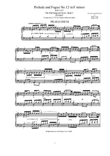 Prelude and Fugue No.12 in F Minor, BWV 857: Para Piano by Johann Sebastian Bach