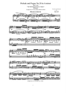 Prelude and Fugue No.20 in A Minor, BWV 865: Para Piano by Johann Sebastian Bach