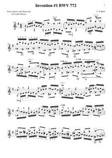 No.1 in C Major, BWV 772: For guitar by Johann Sebastian Bach