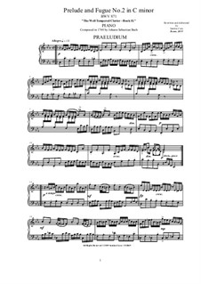 Prelude and Fugue No.2 in C Minor, BWV 871: Para Piano by Johann Sebastian Bach
