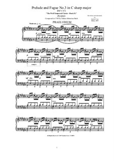 Prelude and Fugue No.3 in C Sharp Major, BWV 872: Para Piano by Johann Sebastian Bach