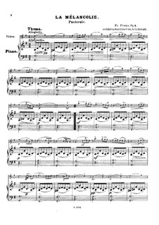 La mélancolie (Melancholy) for Violin and Piano, Op.1: partitura by Francois Humbert Prume