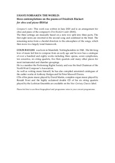 I have forsaken the world for oboe and piano: I have forsaken the world for oboe and piano by Colin Bayliss