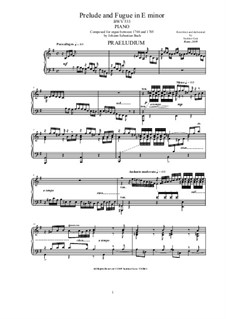 Prelude and Fugue No.3 in E Minor, BWV 533: arranjo para piano by Johann Sebastian Bach