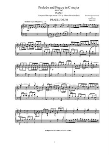 Prelude and Fugue No.17 in C Major, BWV 547: Para Piano by Johann Sebastian Bach