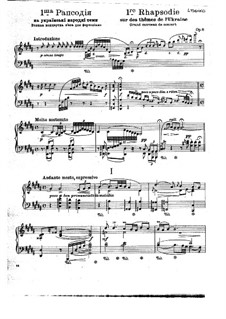 Рапсодия No.1 для фортепиано на украинские народные темы, Op.8: Рапсодия No.1 для фортепиано на украинские народные темы by Mykola Lysenko