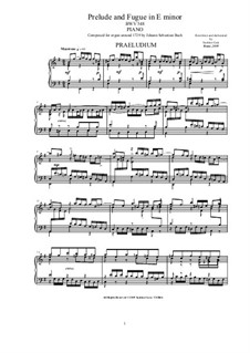 Prelude and Fugue No.18 in E Minor 'Wedge', BWV 548: Para Piano by Johann Sebastian Bach