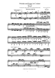 Prelude and Fugue in C Minor, BWV 549: Para Piano by Johann Sebastian Bach
