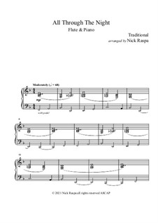 All Through the Night: For flute and piano – piano part by folklore