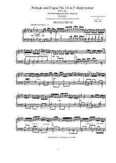 Prelude and Fugue No.14 in F Sharp Minor, BWV 883: Para Piano by Johann Sebastian Bach