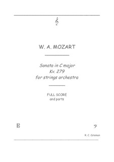 Sonata for Piano No.1 in C Major, K.279: Strings orchestra transcription by Wolfgang Amadeus Mozart
