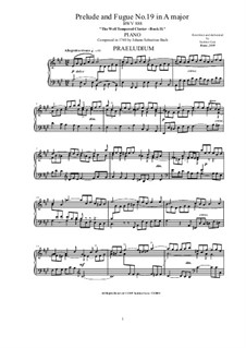 Prelude and Fugue No.19 in A Major, BWV 888: Para Piano by Johann Sebastian Bach