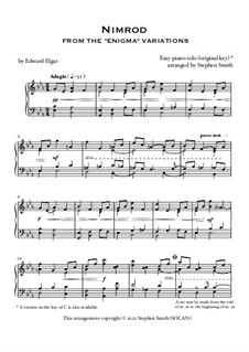 Variation No.9 'Nimrod': Facil para o piano by Edward Elgar