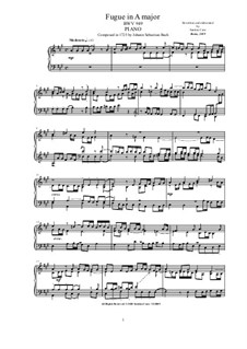 Fugue in A Major, BWV 949: Para Piano by Johann Sebastian Bach