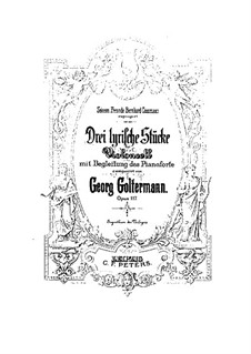 Six Lyric Pieces for Cello and Piano, Op.117: partitura by Georg Goltermann
