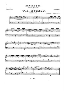 Minuet for Piano in F Major, K.5: For a single performer by Wolfgang Amadeus Mozart