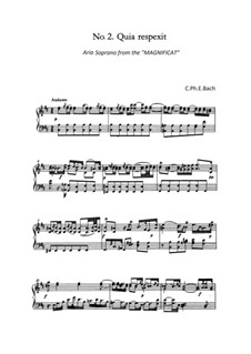 Magnificat in D Major for Soloists, Choir and Orchestra, H 772 Wq 215: Quia respexit. Aria Soprano, No.2 by Carl Philipp Emanuel Bach