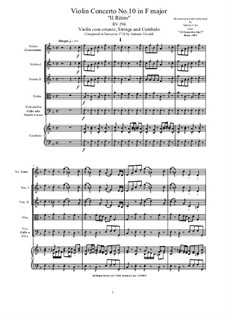 10 Concertos for Violin, Strings and Cembalo, Op.7: Concerto No.10, RV 294a by Antonio Vivaldi