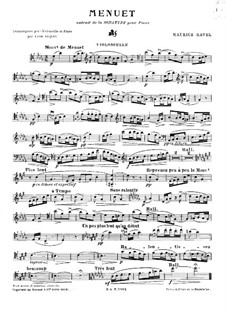 Sonatina for Piano in F Sharp Minor, M.40: Minuet. Version for cello and piano – cello part by Maurice Ravel