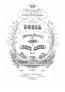 Dozia, Mazurka-Mélodie, Op.23: Para Piano by Joseph Ascher
