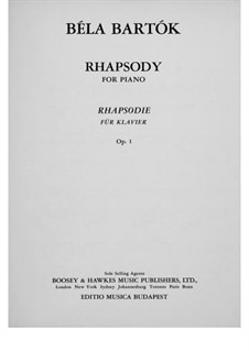 Rhapsody, Sz.26 Op.1: For piano (first version) by Béla Bartók