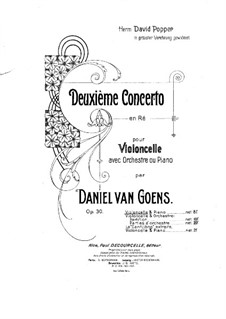 Concerto for Cello and Orchestra No.2, Op.30: Partituras para violoncelo e piano by Daniel Van Goens