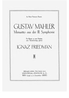 Symphony No.3 in D Minor: Tempo di Menuetto, for piano by Gustav Mahler