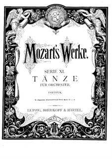 Twelve Minuets for Orchestra, K.568: partitura completa by Wolfgang Amadeus Mozart