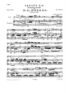 Sonata for Violin and Piano in F Major, K.57: partitura by Wolfgang Amadeus Mozart