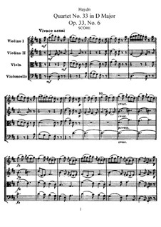 String Quartet No.33 in D Major, Hob.III/42 Op.33 No.6: partituras completas, partes by Joseph Haydn