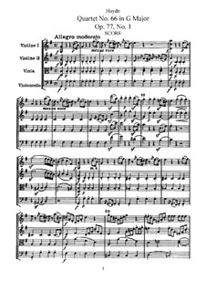 String Quartet No.66 in G Major, Hob.III/81 Op.77 No.1: partituras completas, partes by Joseph Haydn