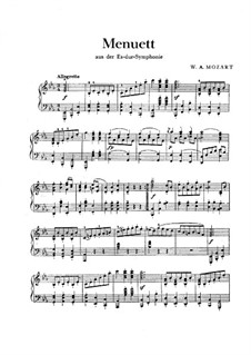 Symphony No.39 in E Flat Major, K.543: minueto, para piano by Wolfgang Amadeus Mozart