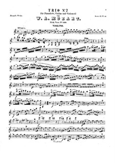 Piano Trio No.5 in G Major, K.548: parte do violino by Wolfgang Amadeus Mozart