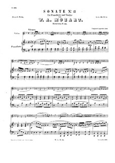 Sonata for Violin and Piano in F Major, K.55: partitura by Wolfgang Amadeus Mozart