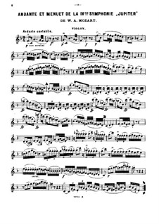 Symphony No.41 in C Major 'Jupiter', K.551: Andante and Minuet, for piano trio – violin part by Wolfgang Amadeus Mozart