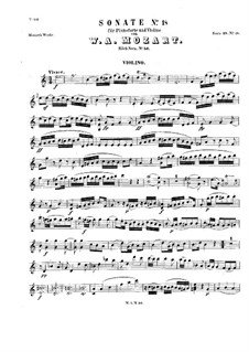 Sonata for Violin and Piano in C Major, K.56: Parte de solo by Wolfgang Amadeus Mozart